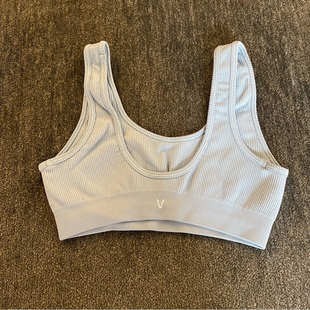 Verie | Blue Ribbed Sports Bra - Picture 5 of 9
